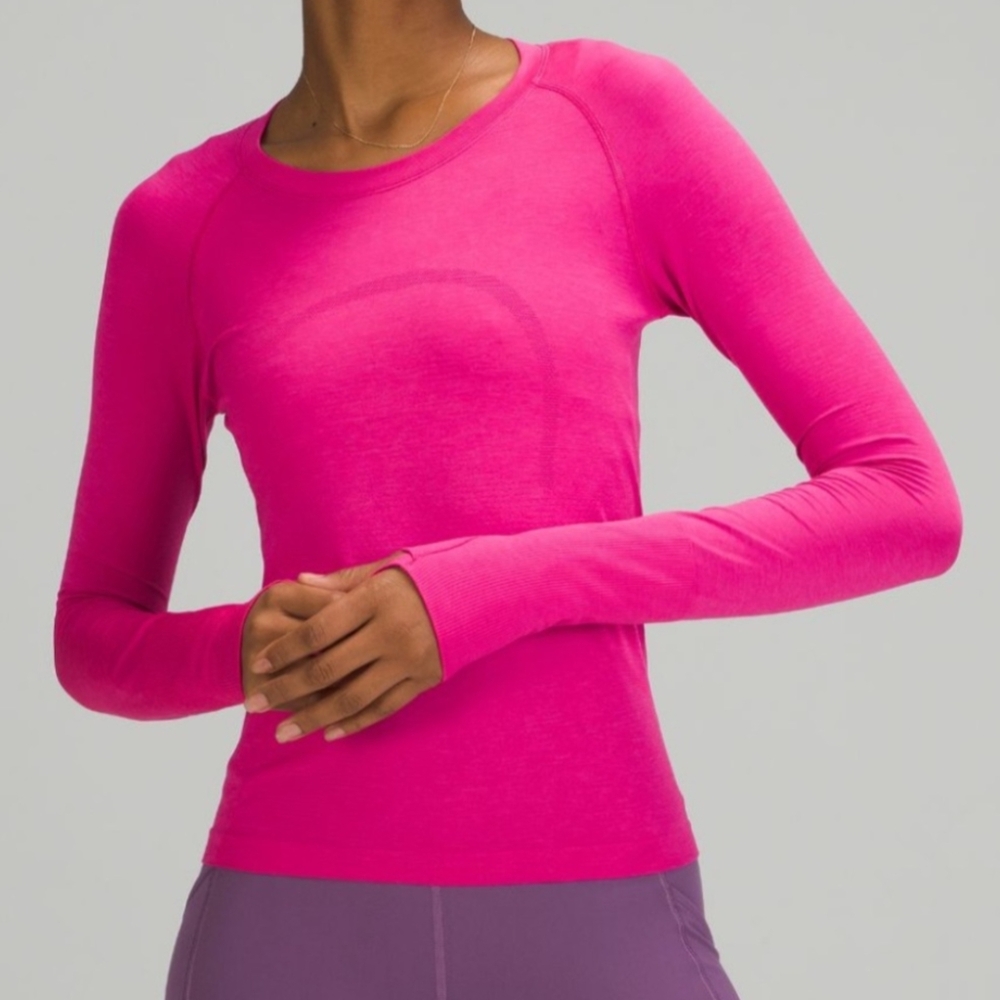 Lululemon Swiftly Tech Long sleeve top, Sonic Pink, Size 0, Race Length